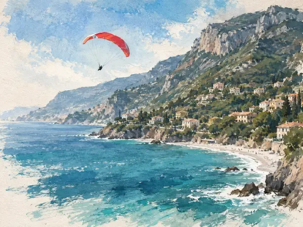 Illustration - Parapente au-dessus de la mer