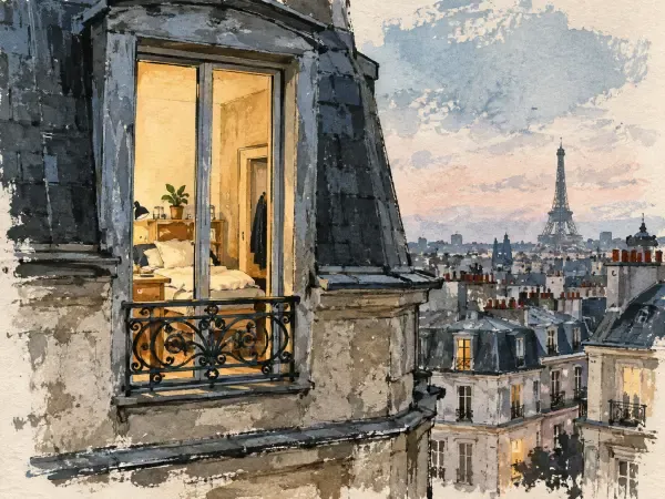 Illustration - Studio dans un immeuble parisien