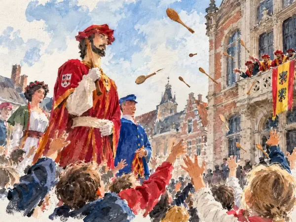 Illustration - Géant Arthur et louches en bois