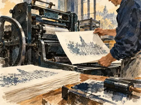 Illustration - Presse offset et outils anciens