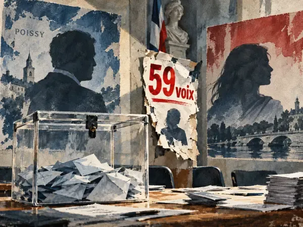 Illustration - Urne et affiches électorales à Poissy