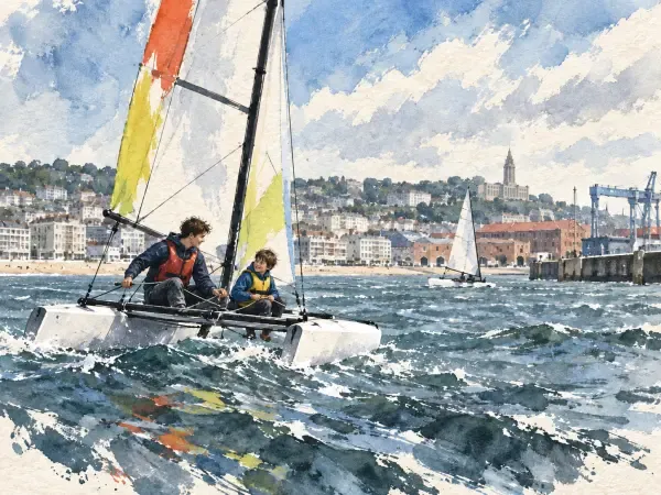 Illustration - Voile dans le port du Havre