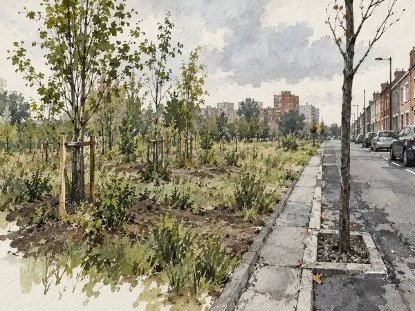 Illustration - bosquet de jeunes arbres