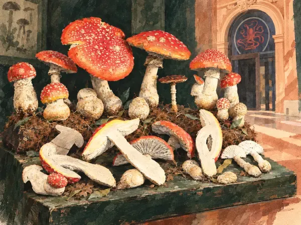 Illustration de moulages anciens de champignons