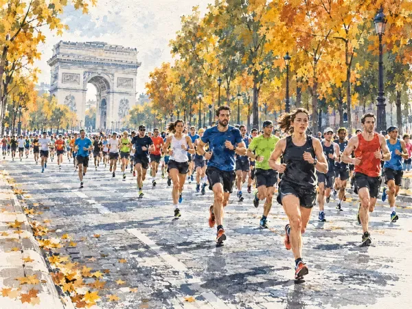 Illustration - Coureurs sur le pont d'Iéna