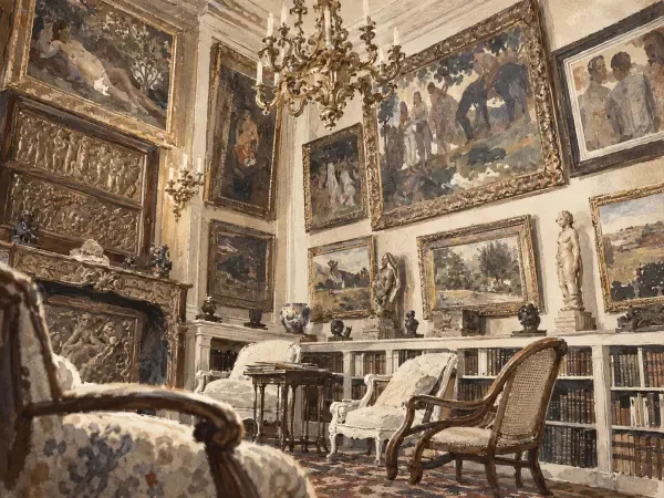 Illustration - Appartement parisien rempli de tableaux