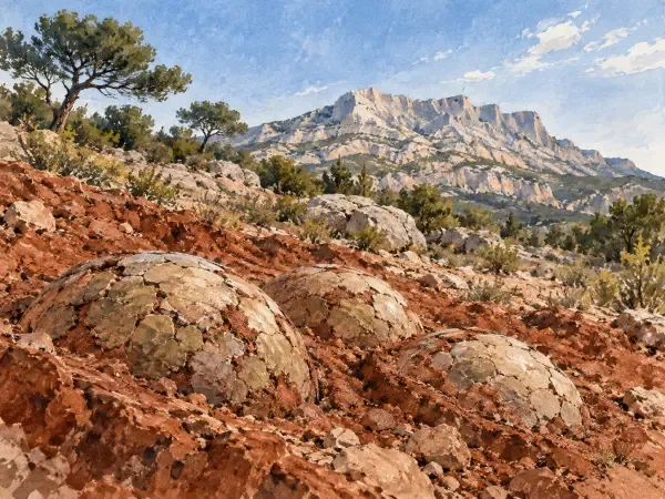 Illustration - Dinosaures et œufs fossiles en Provence