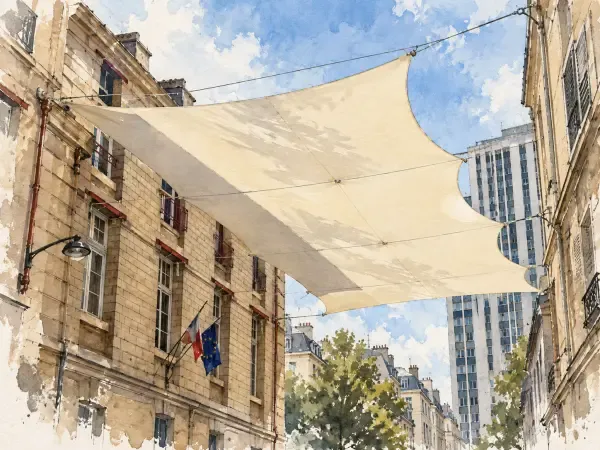 Illustration - Voile d’ombrage entre deux immeubles