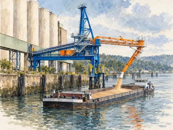 Illustration - Portique céréalier au bord de Seine