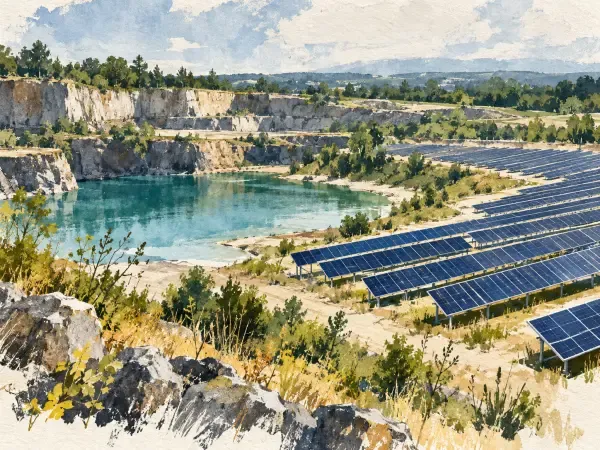 Illustration - Ancienne carrière et panneaux solaires