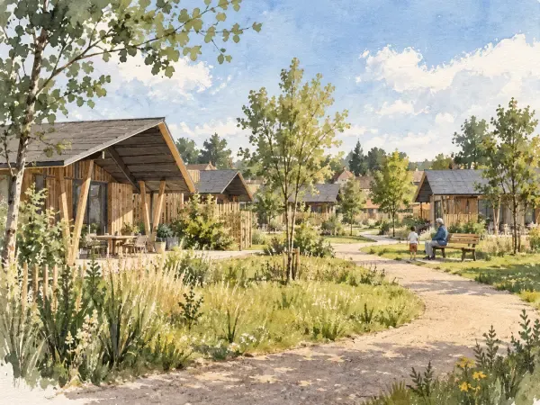 Illustration - Maisons en bois et jardins