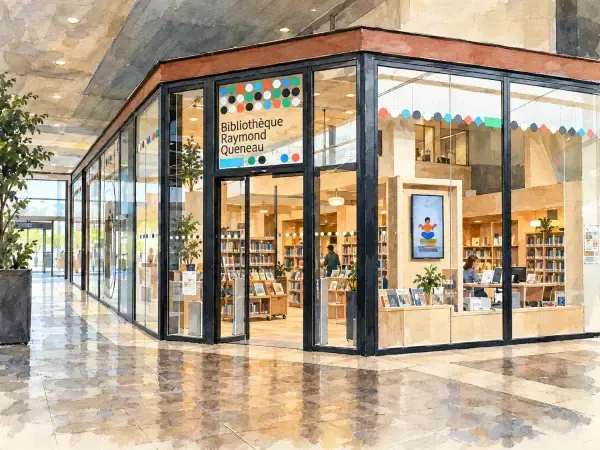 Illustration - Bibliothèque dans une galerie commerciale