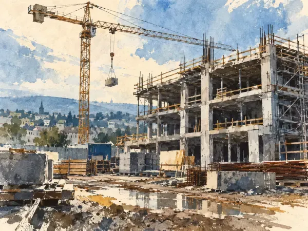 Illustration - bâtiment en chantier à Villeurbanne