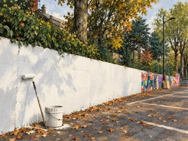 Illustration - Fresque murale recouverte de blanc