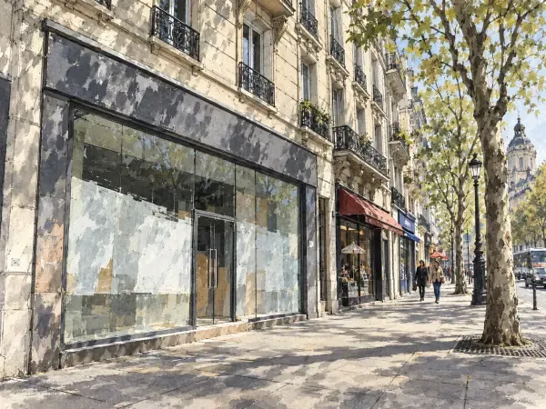 Illustration - Vitrines commerciales du boulevard Saint-Michel
