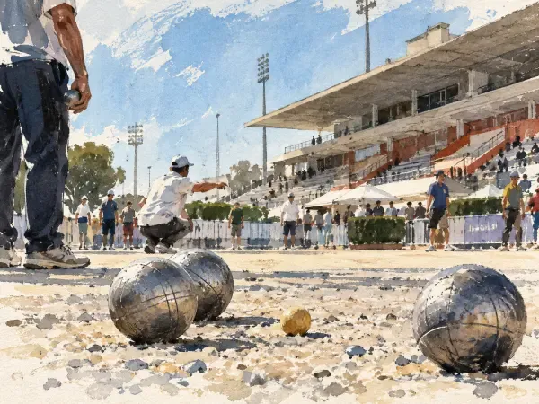 Illustration - Joueurs de pétanque sur un terrain