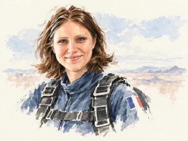 Illustration - Quatre parachutistes en vol relatif