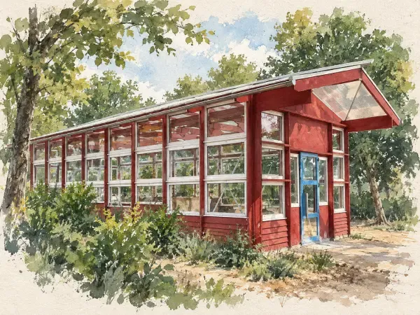Illustration - serre aux fenêtres récupérées