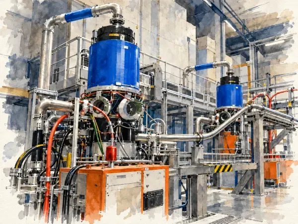 Illustration - gyrotron et plasma du tokamak WEST
