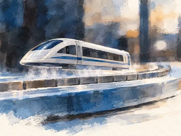 Illustration - Train miniature en lévitation magnétique