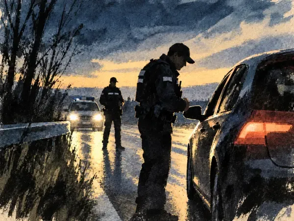 Illustration - Voiture arrêtée sur une route