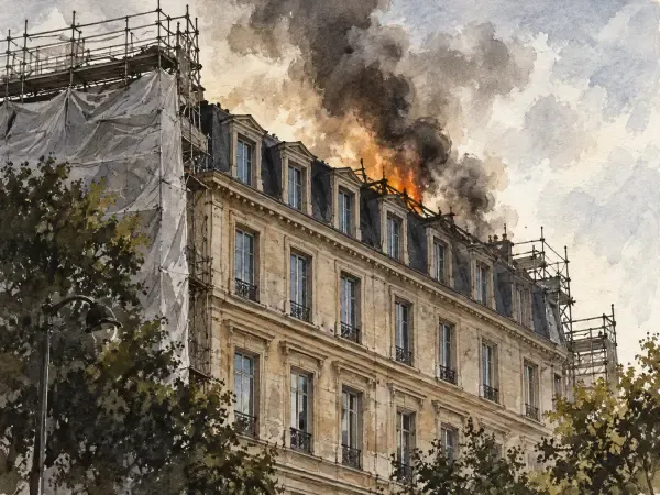 Illustration - Toiture en feu près d’Austerlitz