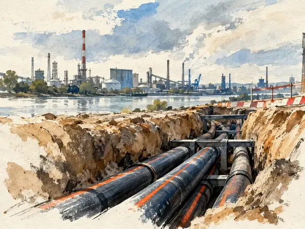 Illustration - Réseau électrique et vallée industrielle