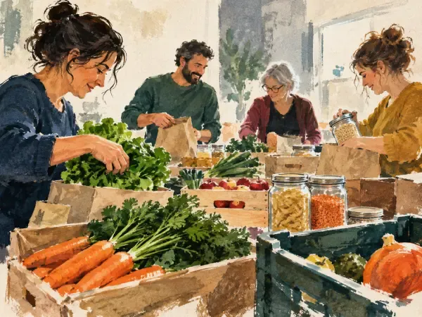 Illustration - provisions alimentaires à partager