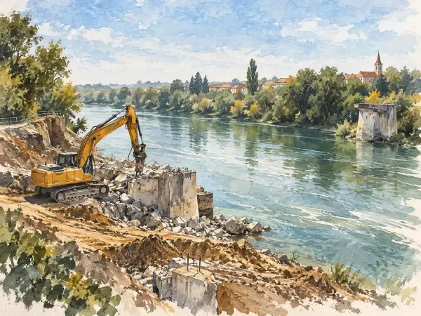 Illustration - chantier du pont sur le Tarn