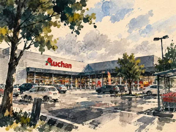 Illustration - supermarchés sur une carte urbaine