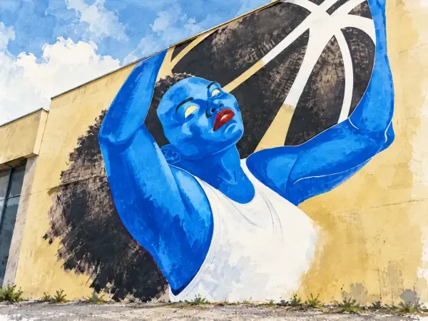 Illustration - Basketteuse géante sur une façade
