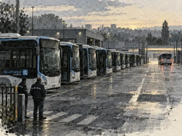 Illustration - Bus dans un centre-bus francilien