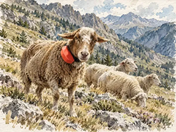 Illustration - Brebis aux colliers lumineux dans le Mercantour
