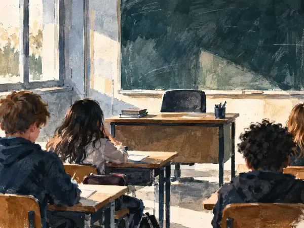 Illustration - Salle de classe sans enseignant