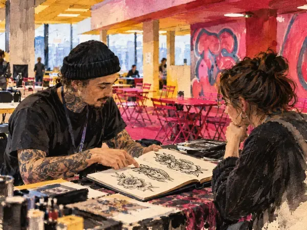 Illustration - Une séance de tatouage