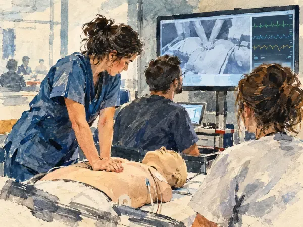 Illustration - Simulation médicale en salle d'entraînement
