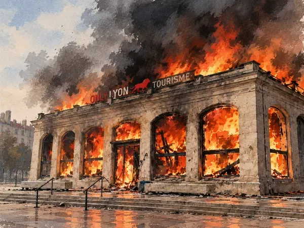 Illustration - pavillon incendié place Bellecour à Lyon