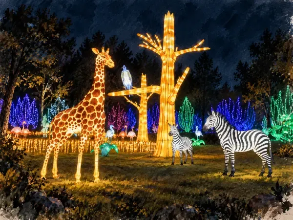 Illustration - Dragons lumineux dans un parc