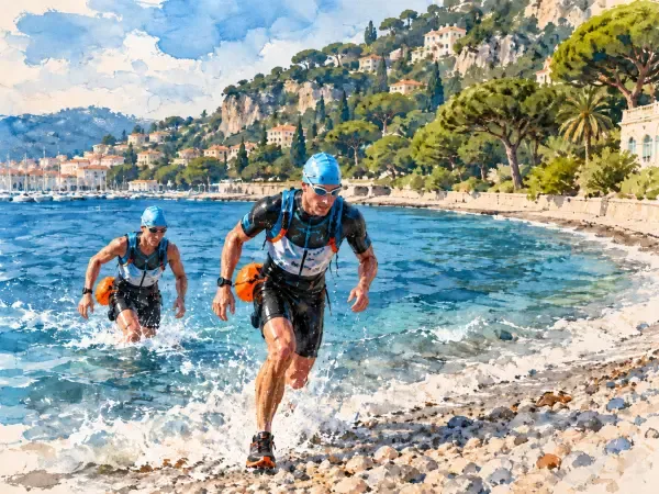 Illustration - Nageurs et coureurs sur le littoral