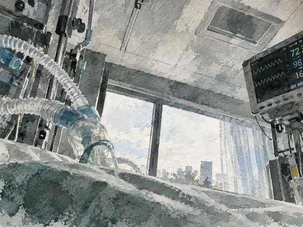 Illustration - lit d'hôpital et dossier médical