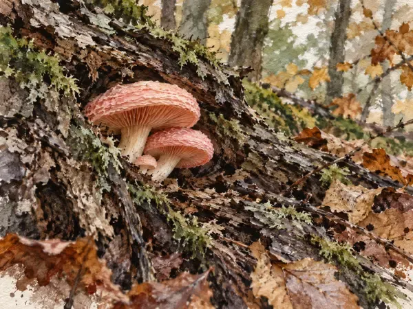 Illustration - Champignons dans un sous-bois