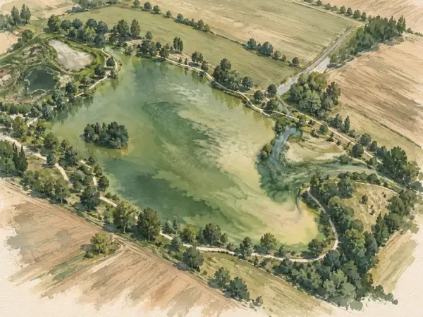 Illustration - lac séparé de sa rivière