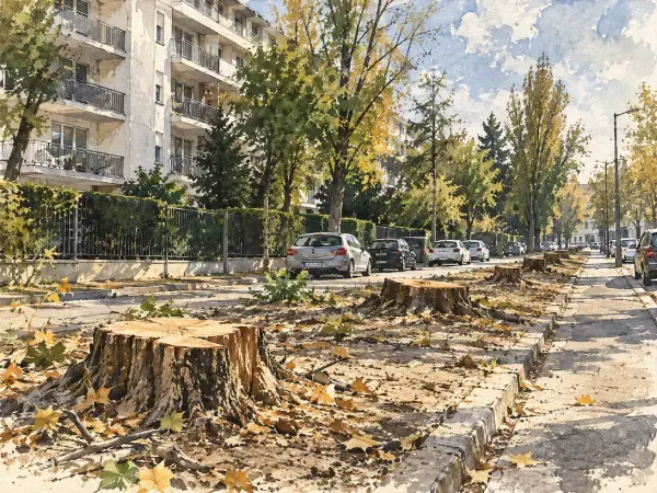 Illustration des peupliers de l'avenue de l'Est