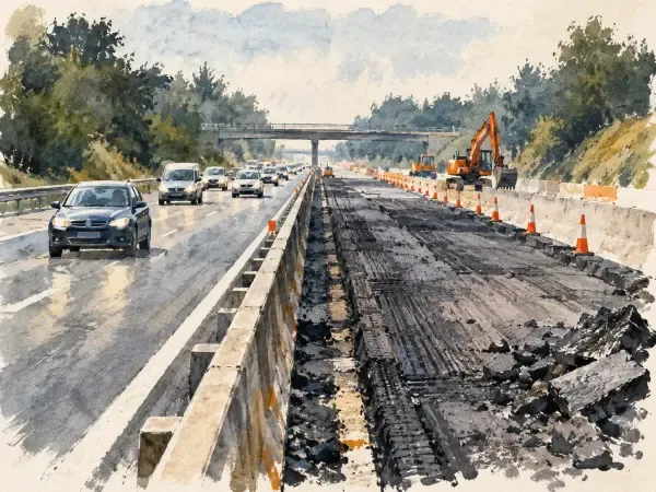Illustration de la Francilienne en travaux
