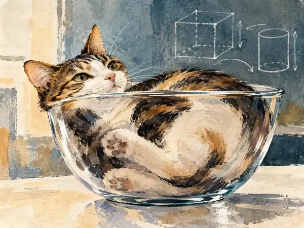 Illustration d'un chat dans un récipient