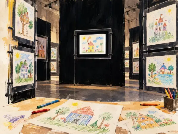 Illustration - Maison imaginaire aux crayons de couleur