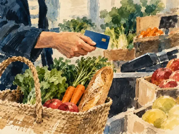 Illustration - Carte alimentaire et courses