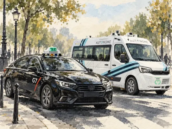 Illustration de taxis autonomes à Clichy