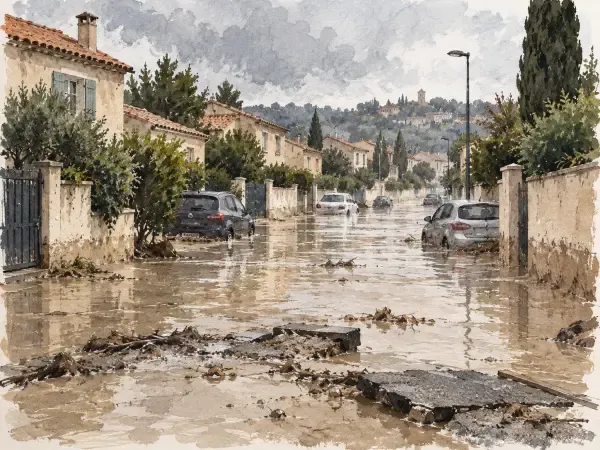 Illustration des inondations dans les Bouches-du-Rhône