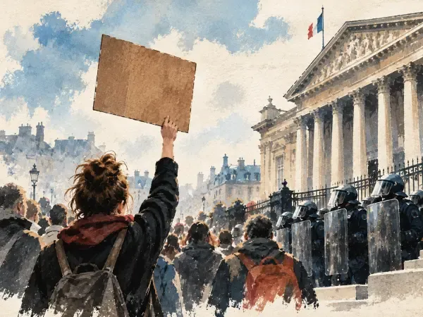 Illustration de manifestants et de syndicats